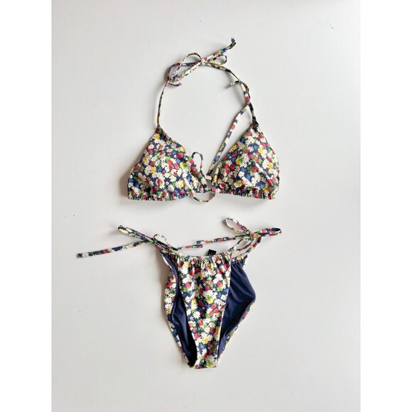 & OTHER STORIES Floral Strawberry 2pc Triangle Halter Bikini Set, Size 6/8 - Picture 5 of 14